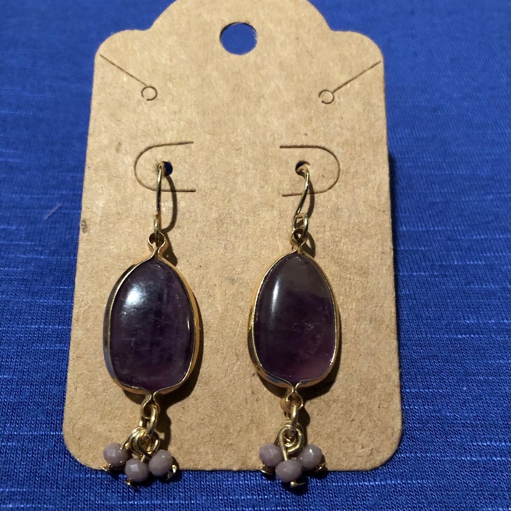 Purple Amethyst and Gold Dangle Earrings